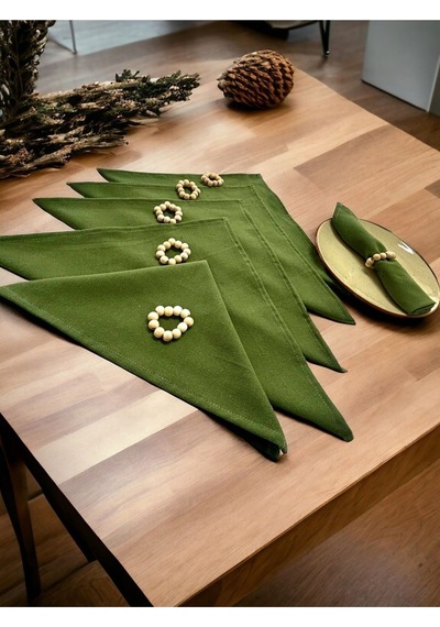 Dnc Home Tekstil Ndchome Premium Haki Yeşil 6lı Peçete Takımı Toka Hediyeli 40x40