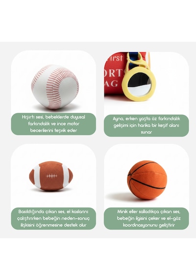 Momely My First  Sports Bag Duyusal Bebek Spor Çanta Seti Yıkanabilir Oyuncak +6ay