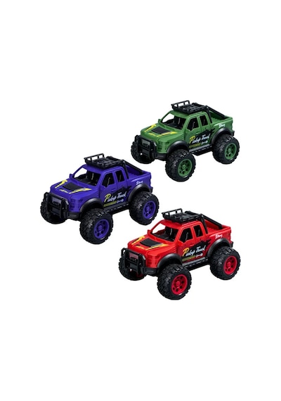 Oyuncak Araba Sürtmeli Büyük Tekerlekli 4x4 Off Road Jeep - Dayanıklı Arazi Aracı 13 Cm Yeşil Çok Renkli