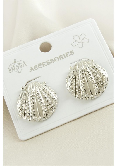 İstiridye Metal Küpe - Gümüş Rengi N162