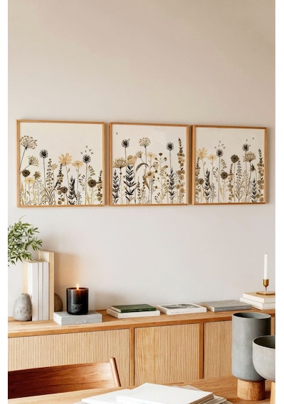 Ahşap Çerçeveli Mdf Kare Tablo Seti Salon Ve Oturma Odası Için Kr4025 32 X 32