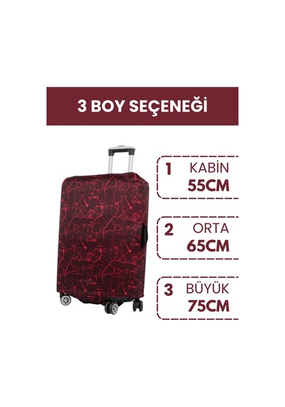 Lubros Valiz Kılıfı Bavul Koruyucu Yıkanabilir Alev Damarı