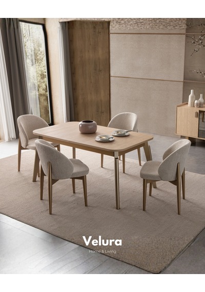 Victor Açılır Yemek Masası + 6 Sandalye Bej
