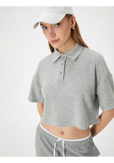 Koton Polo Yaka Tişört Crop Kısa Kollu Düğmeli Viskon Karışımlı Gri 4sak50597ek Gri Koton Polo Yaka Tişört Crop Kısa Kollu Düğmeli Viskon Karışımlı Gri 4sak50597ek Gri