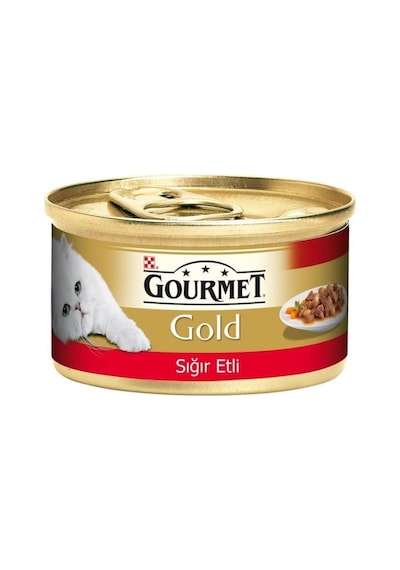 Gourmet Parça Etli Sığır Etli Kedi Konservesi 85 Gr. X 24 Adet