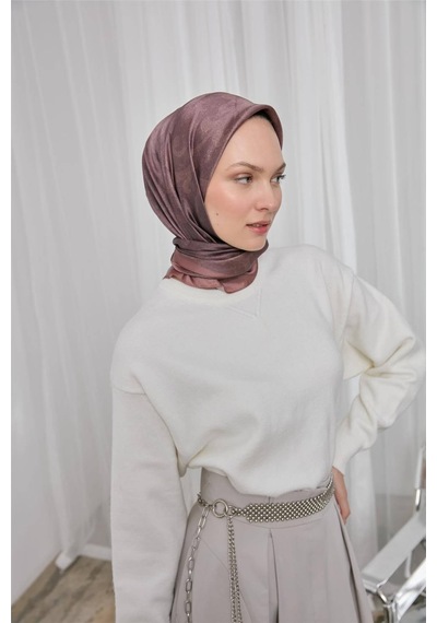 Silk Home Polyester Karışımlı Shiny Eşarp Soğan Kabuğu Etnik Desenli Parlak Dokulu 90x90 Çok Renkli