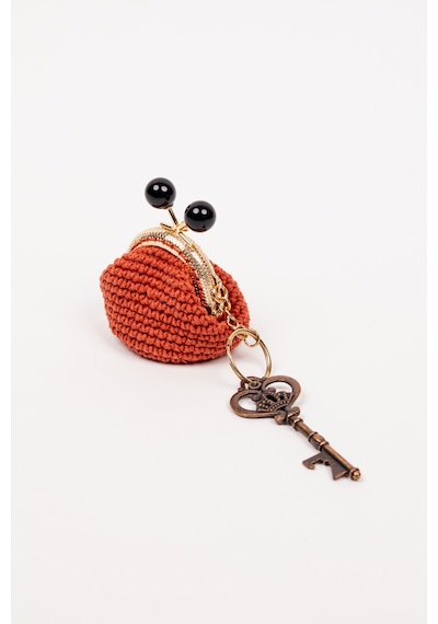Fabric Craft Bag Mini Bozuk Para Cüzdanı Anahtarlık Klipsli Kiremit - Altın