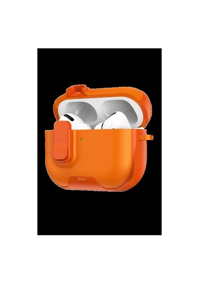 Apple Airpods Pro 3 3.nesil Rova Deri Kılıf - Turuncu İtark59178