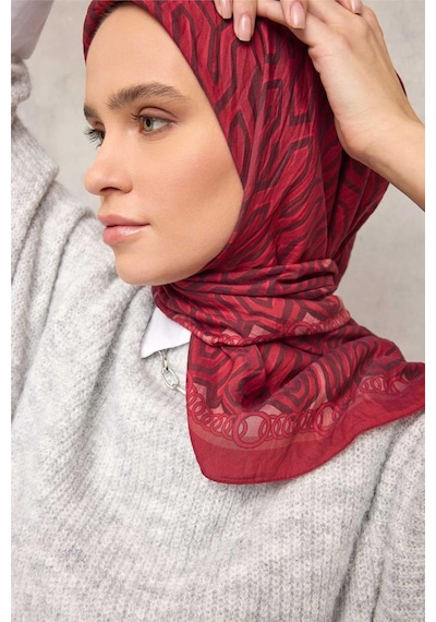 Silk Home Viskon Velora Eşarp Dört Mevsim Zincir Desen Berry 90x90 Çok Renkli