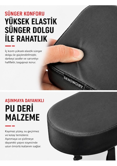 Valkyrie Bisiklet Arka Koltuk Minderi Sele Yastığı Kalın Sünger Hızlı Tokalı Arka Bagaj Sele Minderi Siyah