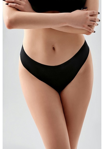 Kompedan Kadın String Lazer Kesim Slip Külot Siyah 9207 Siyah