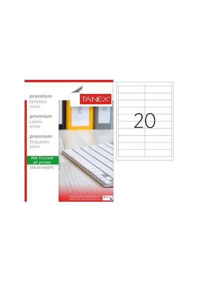Tanex TW-2020 26x95mm Kuşe Laser Etiket 100 Lü Paket
