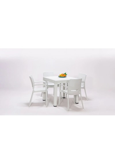 Rattan Lüx 80x80 Masa Takımı 1 Masa + 4 Sandalye Beyaz Bahçe Balkon Teras Beyaz Rattan Lüx 80x80 Masa Takımı 1 Masa + 4 Sandalye Beyaz Bahçe Balkon Teras Beyaz