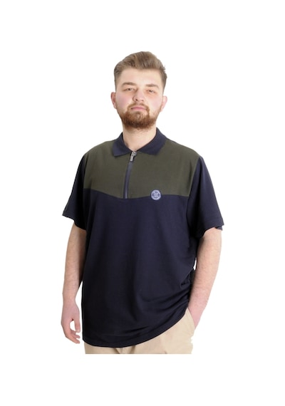 Mode Xl Büyük Beden Erkek T-Shirt Polo Fragmented 23325 Lacivert 001
