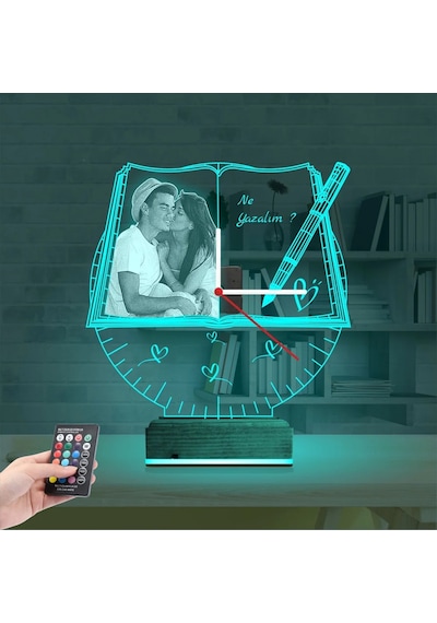 Luvivia Doğum Günü Hediyesi Fotoğraflı Saatli 3d Lamba - Masa Gece Lambası