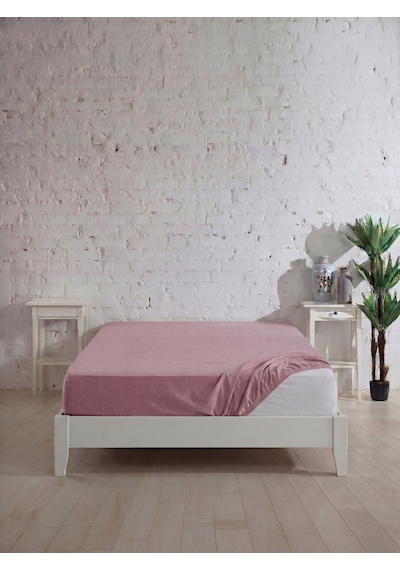 Battal Boy Pamuklu Lastikli Çarşaf, Ranforce Battal Boy Fitted Çarşaf 180x200+20 Cm Açık Pembe