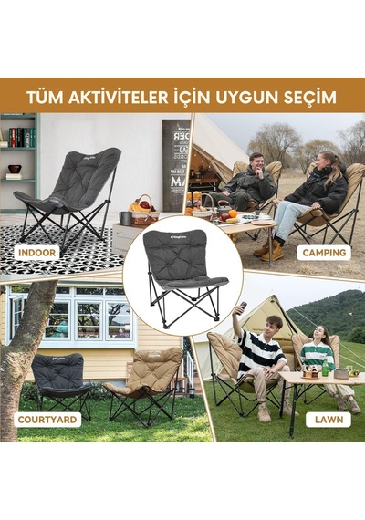 Kingcamp Lemon Lux Ultra Konforlu Kamp Sandalyesi Grey Gri