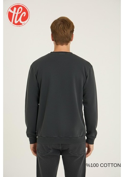 Kly Unisex Relax Fit Rahat Kesim %100 Pamuklu Yumuşak Dokulu Şardonsuz Bisiklet Yaka Sweatshirt Füme Kly Unisex Relax Fit Rahat Kesim %100 Pamuklu Yumuşak Dokulu Şardonsuz Bisiklet Yaka Sweatshirt Füme
