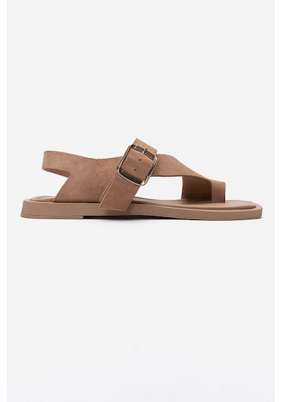 Luvishoes Curry Vizon Süet Hakiki Deri Parmak Arası Kadın Sandalet