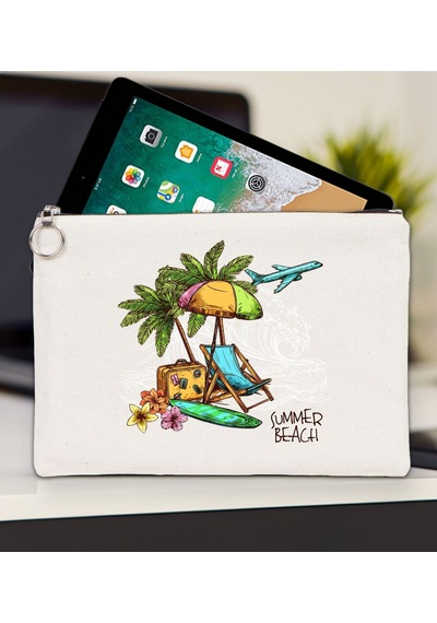 Bk Gift Yaz Temalı-9 Tablet Çantası 30x21cm, Apple iPad Uyumlu Çantası, Baskılı Tablet Kılıfı Kılıf