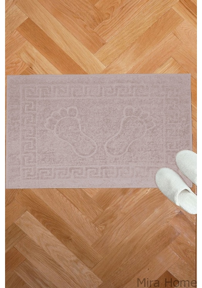2 Li Ayak İzli Banyo Ayak Havlusu %100 Pamuklu Renkli 50x70 Cm Menom Mürdüm