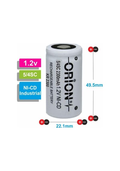 Orion 2300 mAh 1.2 V 5/4SC Boy Ni-CD Industrial Şarj Edilebilir Pil