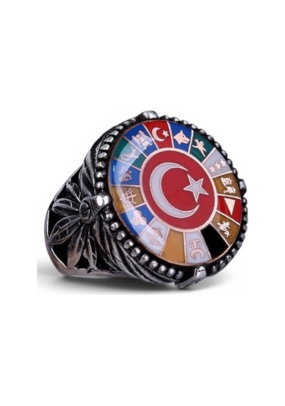 925 Ayar Gümüş Osmanlı Kasa 16 Türk Devletli Usta İşi Erkek Yüzük