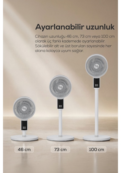 Volty Ayaklı Vantilatör 45w, 3d Salınımlı, Aromaterapi, Kumandalı, Boy Ayarlı V0402103