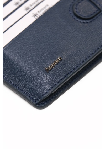 Ancora Leather Hakiki Deri-minimal Tasarım Kartlık-26205-kişiye Özel İsim Baskılı Lacivert