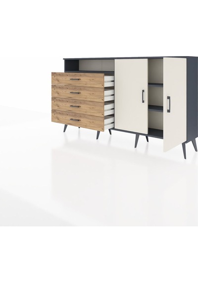 Arges Konsol 3 Raflı 4 Çekmeceli 2 Kapaklı 176x30x99 Antrasit-ayt Antrasit-aytaşı/çam Arges Konsol 3 Raflı 4 Çekmeceli 2 Kapaklı 176x30x99 Antrasit-ayt Antrasit-aytaşı/çam