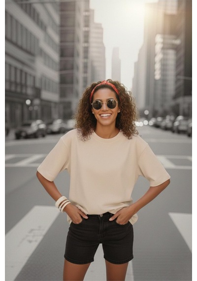 Mily Kadın Oversize Basic Bisiklet Yaka Pamuklu T-shirt Rahat Kesim Unisex Sevgili Kombini Taş Rengi Mily Kadın Oversize Basic Bisiklet Yaka Pamuklu T-shirt Rahat Kesim Unisex Sevgili Kombini Taş Rengi