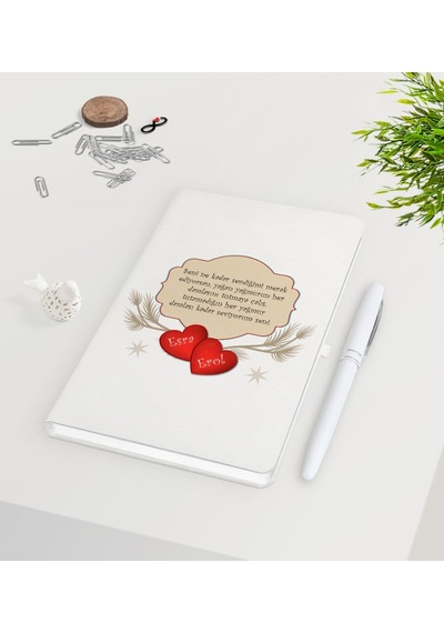 Kişiye Özel Sevgililer Günü Beyaz Defter Kalem Seti-119