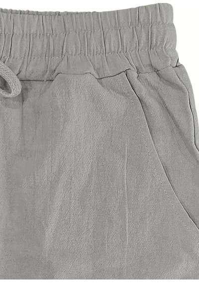 Erkek Relaxed Fıt Pamuklu Keten Pantolon Gümüş