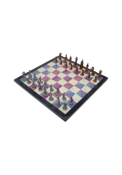 Gifthome Metal Satranç Takımı / Seti Orta Boy, İngiliz Figürlü, Antik Satranç Taşı Ve Mdf, Bahar Desenli Satranç Tahtası