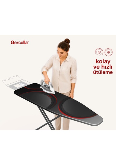 Hediyeli Daisy Xxl Beden 60x162 Cm Ütü Masası Kılıfı Siyah-kırmızı