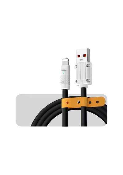 Valkyrie 120W-S 6A Usb To Lightning Sıvı Silikon Data Hızlı Şarj Kablosu Siyah