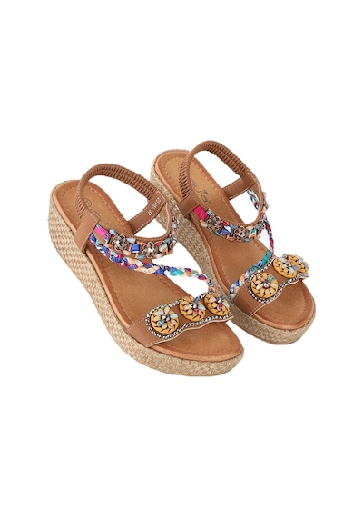 Vojo Daisy Rahat Taban Taş Boncuk Detaylı Kadın Sandalet 267800001858 13 Taba Taba