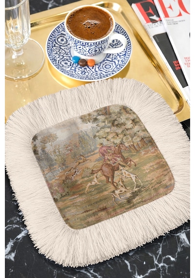 Avangard Avcı Temalı Saçaklı Sunum Peçetesi-klasik Sanat Esintili Pastel Krem Bardak Altlığı Mendil Grili Kehribar Avangard Avcı Temalı Saçaklı Sunum Peçetesi-klasik Sanat Esintili Pastel Krem Bardak Altlığı Mendil Grili Kehribar