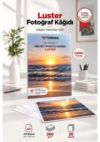 Fotoğraf Kağıdı A3 Luster 260 Gr 30x42 20 Sayfa Yarı Mat Tasarım Aracı Ofis Malzemesi Baskı Ürünü