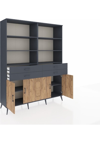Hyperion Gardrop 8 Raflı 4 Çekmeceli 4 Kapaklı 176x44x221 Antrasit-çam/antrasit Çam/antrasit Hyperion Gardrop 8 Raflı 4 Çekmeceli 4 Kapaklı 176x44x221 Antrasit-çam/antrasit Çam/antrasit