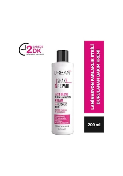 Care Shake N Repair 7/24 Glikolik Asit İçeren Gloss Laminasyon Parlaklık Etkili Bakım Kremi, 200 Mililitre, Vegan