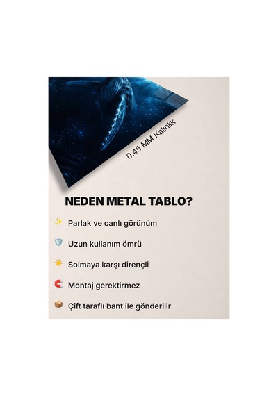Balina A3 Metal Poster Mavi Okyanus Ve Sualtı Manzaralı Dekoratif Duvar Tablosu Çok Renkli - 937522863 Çok Renkli - 937522863 Çok Renkli