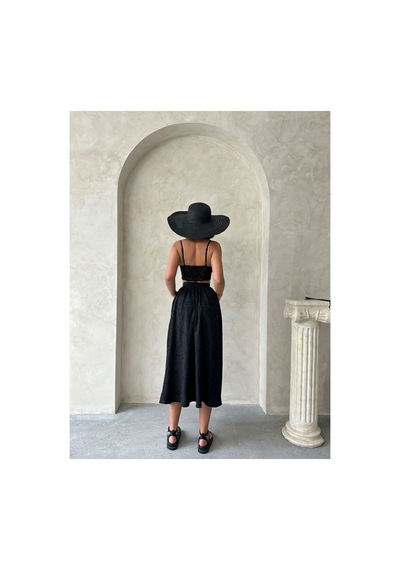 Verymoda Nakışlı Etek F1901 Siyah Siyah