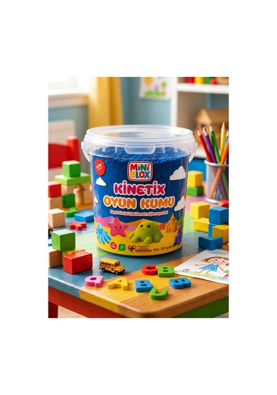 Doğal Kinetik Oyun Kumu 500gr Mavi Mavi