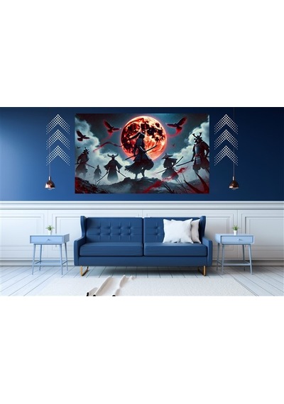 Ti-play Kanlı Ay Savaş Meydanı 60x90cm Modern Samuray Pvc Çerçevesiz Tablo
