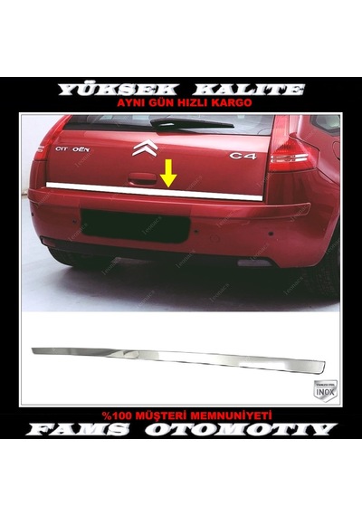 Citroen C4 Krom Bagaj Alt Çıtası 2004-2010 P. Çelik Hb