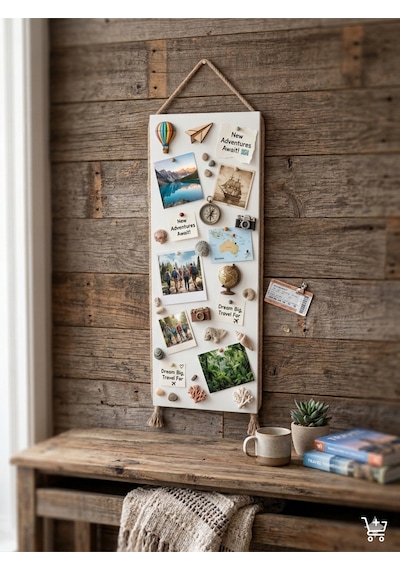 Magnet Panosu , 30x90cm Mıknatıslı Beyaz Pano Jüt Halatlı Dekoratif Büyük Boy Hatırlatma Panosu Diğer