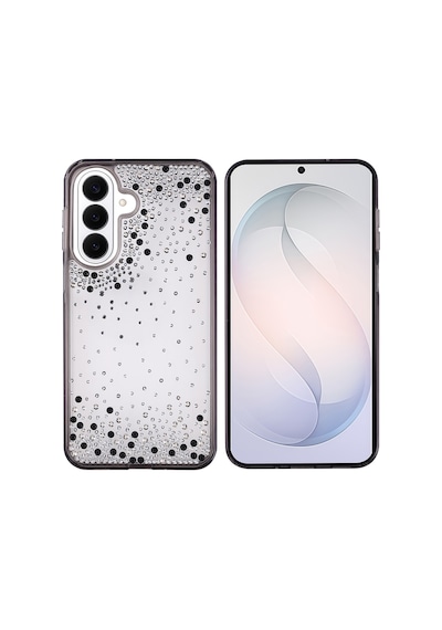 Maks Technology Samsung Galaxy Uyumlu S26 Kılıf Airbag Tasarımlı Damla Taşlı Şeffaf Mkst Pera Silikon Kapak - Siyah