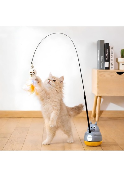 Otomatik Kedi Oyuncağı Ve İnteraktif Kedi Oltalama Seti - 360 Hareketli Esnek Çubuklu Eğlenceli Kedi Oyun Topu, Yavru Ve Yetişkin Kediler İçin Zeka Geliştirici Avcılık Oyuncağı