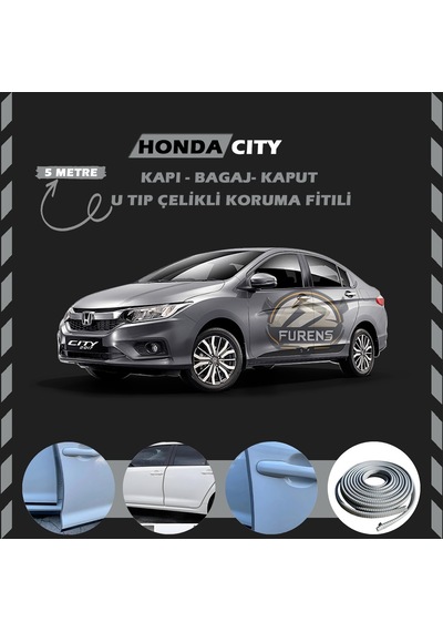 Honda City Oto Araç Kapı Koruma Fitili 5metre Parlak Gri Renk